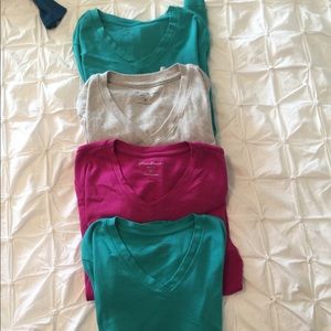 FOUR Eddie Bauer Long Sleeve V-neck Tees Ladies M